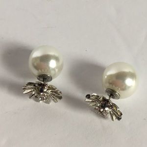 BOGO Faux pearl & silver tone starburst 2 way earrings-free with a purchase